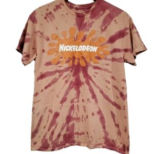 Nickelodeon Orange Red Tie Die with Orange Splat T-Shirt Size Medium